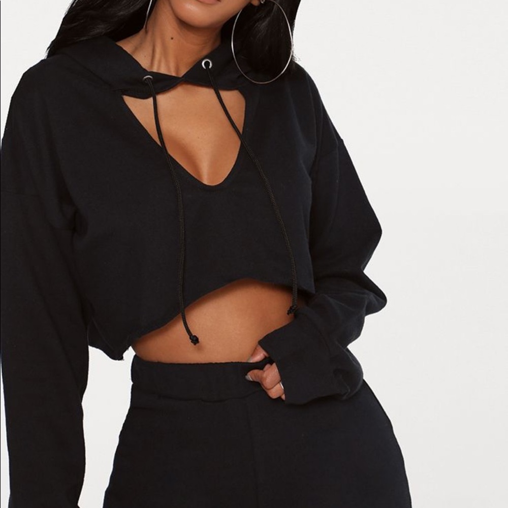 Black Crop Hoodie